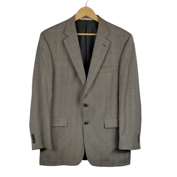 Burberry London Men's Kensington Wool Plaid Blazer Gray Size 42L